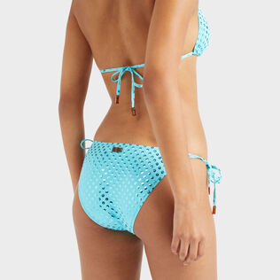 Women Side Tie Bikini Bottom Relief Sparkling Disco green 细节视图2
