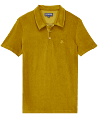 Polo de color liso en tejido jacquard para hombre Corteza vista frontal