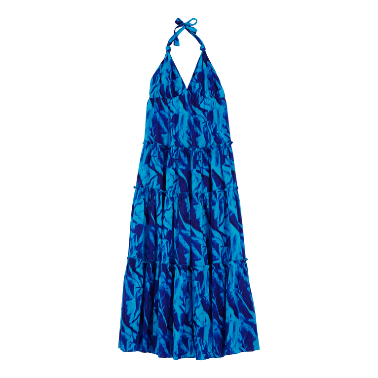 Women Cotton Long Backless Dress Les Draps Froissés - Luna - Blue - Size M - Vilebrequin