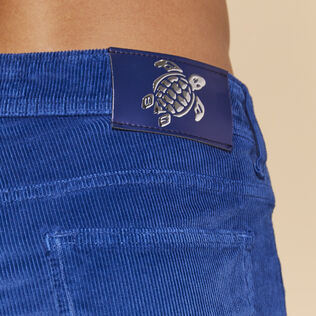 Men 5-Pockets Corduroy Pants 1500 lines Batik blue details view 2