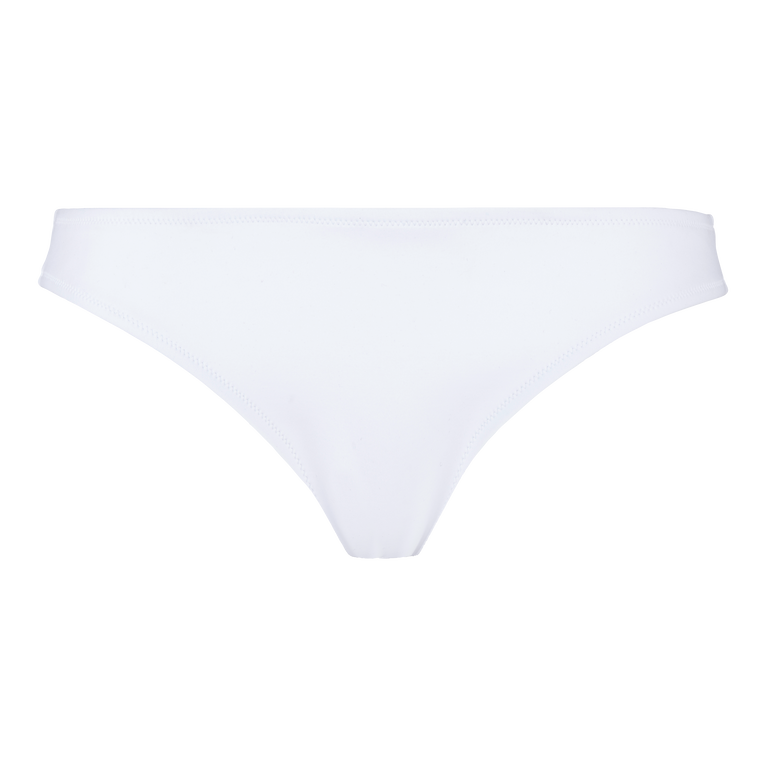 Braguita De Bikini De Talle Medio De Color Liso Para Mujer - Traje De Baño - Frise - Blanco