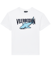 VBQ T-Shirt für Jungen mit Hai-Print Weiss Vorderansicht