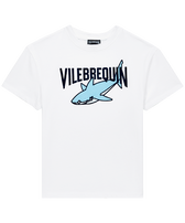 Boys Cotton T-shirt VBQ Sharks White front view