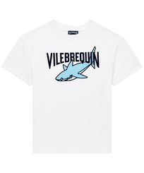 T-shirt en coton garçon VBQ Sharks gommy Blanc vue de face