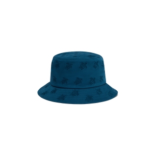 Embroidered Bucket Hat Turtles All Over Peacock back view