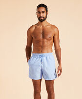 Men Swim Shorts Solid Flax flower front worn view