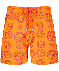 Men Swim Shorts Embroidered Poulpes Neon - Limited Edition Carrot front view