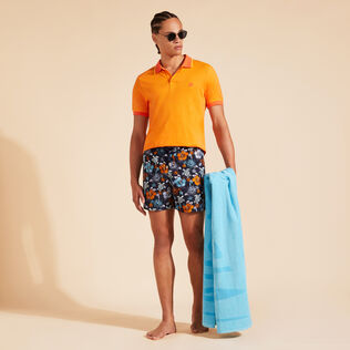 Men Swim Trunks Embroidered Tropical Turtles - Limited Edition Navy details view 1