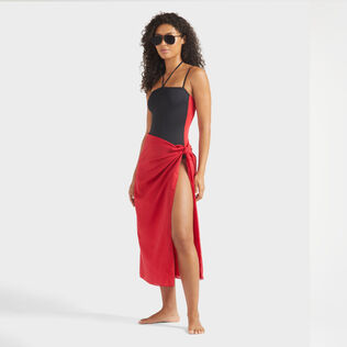 Maillot de bain une pièce à nouer femme Bicolore Noir vue de détail 1