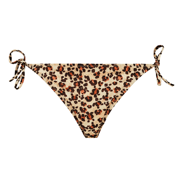 Women Bikini Bottom Mini Brief To Be Tied Turtles Leopard - Fou - Yellow - Size L - Vilebrequin