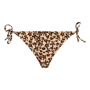 Women Bikini Bottom Mini Brief to be tied Turtles Leopard Straw front view
