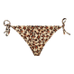 Braguita de bikini de corte brasileño con tiras anudadas en los laterales y estampado Turtles Leopard para mujer Straw vista frontal