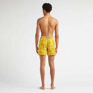 Men Swim Trunks Embroidered Hibiscus - Limited Edition Corn back worn view