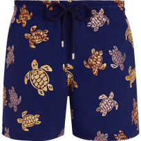 Men Swim Shorts Embroidered Tortue Multicolore - Limited Edition Midnight front view