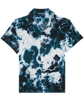 Rough Ocean Tie & Dye Bowling-Hemd aus Frottee für Herren Emerald Vorderansicht