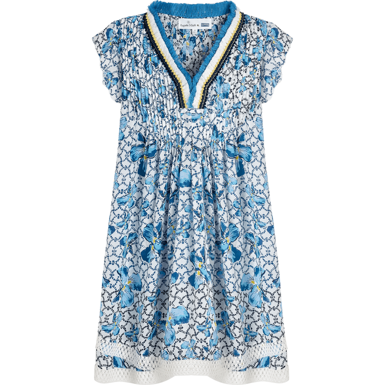 Girls Mini Dress Iris Lace- Vilebrequin X Poupette St Barth - Shashou - Blue