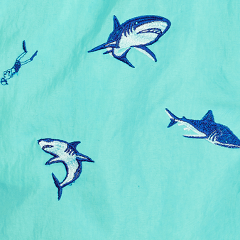 Maillot de bain garçon Brodé 2009 Les Requins - Edition Limitée Bleu lazuli imprimé