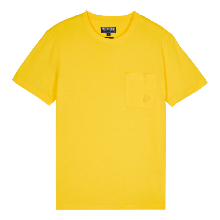 Men Organic Cotton T-shirt Solid - Tee Shirt - Titus - Yellow - Size L - Vilebrequin