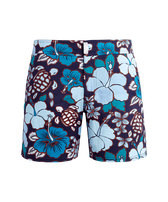 Pantaloncini mare uomo elasticizzati con cintura piatta Tropical Turtles Midnight vista frontale