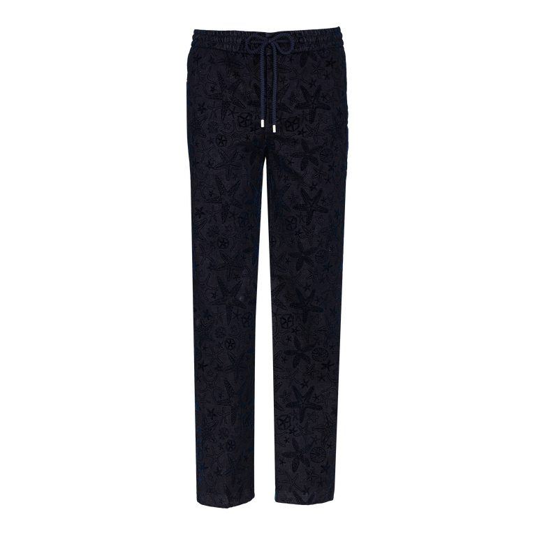 Pantalon En Jean Floqué Velours Homme Starlettes - Clemence - Bleu