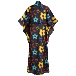 Women Silk Kimono Blurred Navy back view