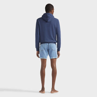 Solid Sweatshirt aus Baumwolle für Herren Marineblau Rückansicht getragen