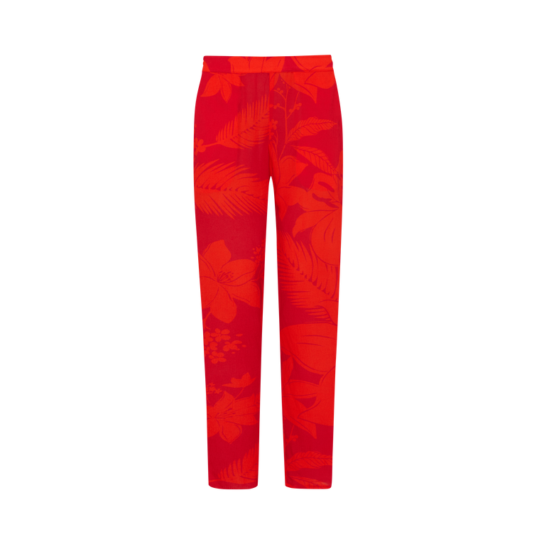 Vilebrequin Women Slim Viscose Pants Flower Power - Fousia - Red - Size M