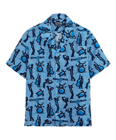 Camicia bowling uomo in lino - Vilebrequin x Blue Note Earthenware vista frontale