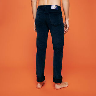 Pantaloni uomo a 5 tasche in velluto a coste 1500 righe Blu marine dettagli vista 6