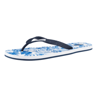 Tongs de plage homme Tahiti Flowers Blanc vue de dos