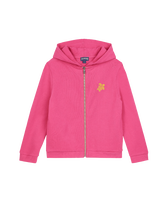 Girls Full Zip Hoodie Sweatshirt Embroidered 3D logo Bougainvillea front view