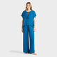 Camisa de viscosa de color liso para mujer Peacock vista frontal desgastada