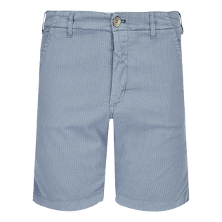 Men Cotton Bermuda Shorts Micro Flower Grey metal front view