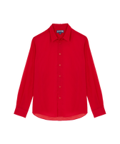 Camicia leggera in voile di cotone tinta unita Lipstick vista frontale