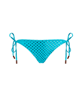 Women Side Tie Bikini Bottom Relief Sparkling Disco green 正面图
