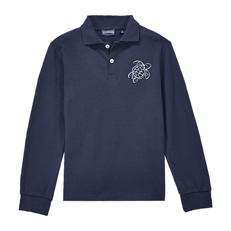 Boys Cotton Polo Turtle Patch - Gassiny - Blue