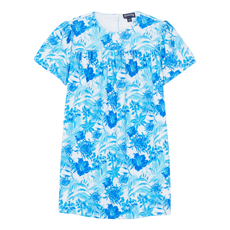 Tahiti Flowers Frotteekleid Für Mädchen - Goyave - Weiss