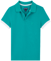 Polo de piqué de algodón de color liso para niño Tropezian green vista frontal