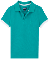 Cotton Pique Boys Polo Shirt Solid Tropezian green front view