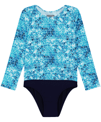 女童 Flowers 扎染连体拉链防晒衣 Navy 正面图