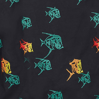 Pantaloncini mare uomo ricamati Piranhas - Edizione limitata Nero stampe