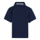 Boys Changing Cotton Pique Polo Shirt Solid Navy back view