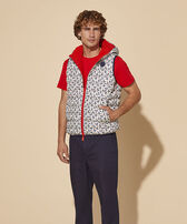 Men Sleeveless Reversible Jacket Cocorico ! Poppy red front worn view