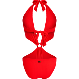 Trikini de una sola pieza con estampado Jacquard Vichy para mujer Amapola vista trasera