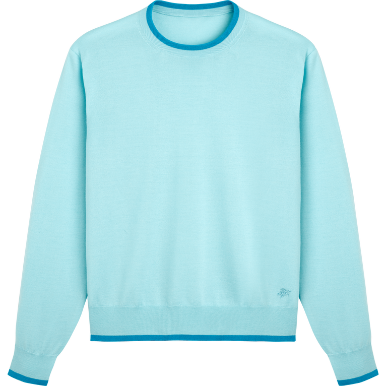 Men Merino Wool Cashmere Silk Crewneck Sweater - Pullover - Pierre - Blue - Size XL - Vilebrequin