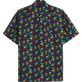 Men Bowling Shirt Linen Tortues Rainbow Multicolor - Vilebrequin x Kenny Scharf Navy back view