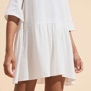 Vestido corto con estampado Plumetis para mujer Blanco tiza detalles vista 2