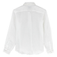 Women long sleeves Linen Shirt Solid White back view