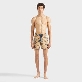 Maillot de bain homme brodé Flowers Power - Edition Limitée Moka vue portée de face