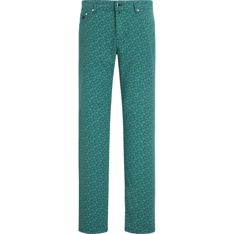 Pantaloni A 5 Tasche In Gabardine Leggero Micro Ronde Des Tortues - Jean - Gbetta18 - Verde